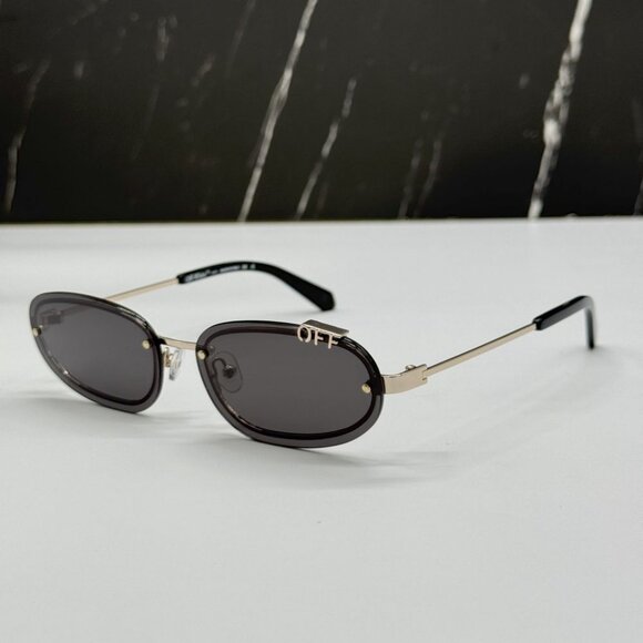 NEW OFF-WHITE OERI13M MIAMI 7607 SUNGLASSES UNISEX BLACK OVAL EYEWEAR main image 9